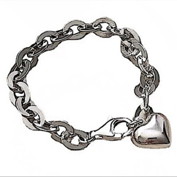 STERLING SILVER HEART CHARM BRACELET - Picture 6 of 6